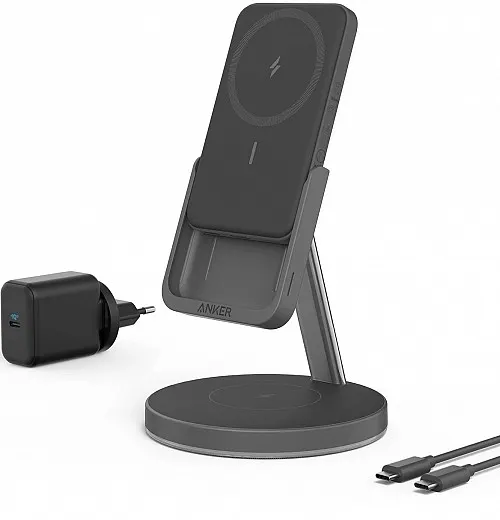 Anker PowerWave Mag-Go 2-in-1 5K Magnetic Powerbank And Wireless Stand 5000mAh Black