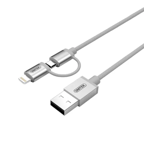 Unitek Y-C4031SL 2in1 MFI & Micro Braided 1m Silver