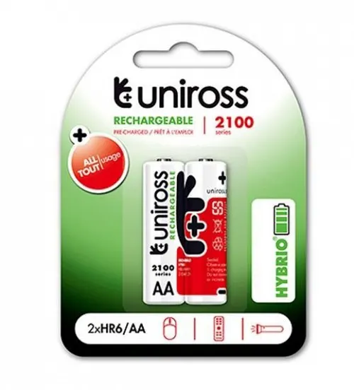 Uniross AA 2100 Hybrio Rechargable Batteries 2 Pcs