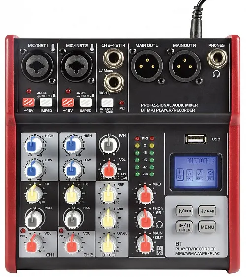 Citronic CSM-4 Mixer 4channels USB/BT Play-Record 170.871UK