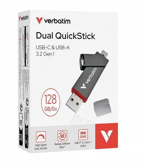 Verbatim USB Drive 3.2 Dual QuickStick USB-C/USB-A 128GB