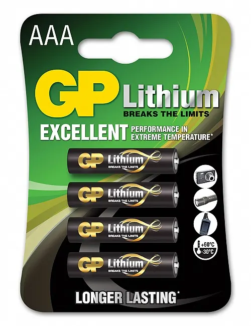 GP Lithium Battery AAA pack of 4 656.338UK
