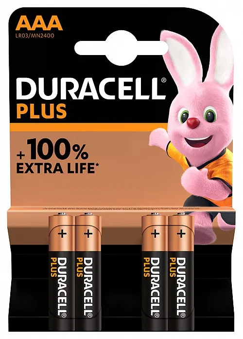 Duracell Alkaline AAA Plus Batteries 4pcs