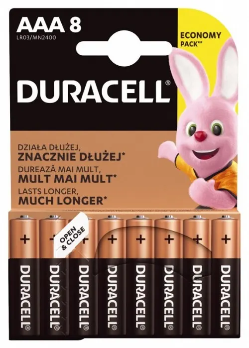 Duracell Alkaline AAA Batteries 8pcs Economy Pack