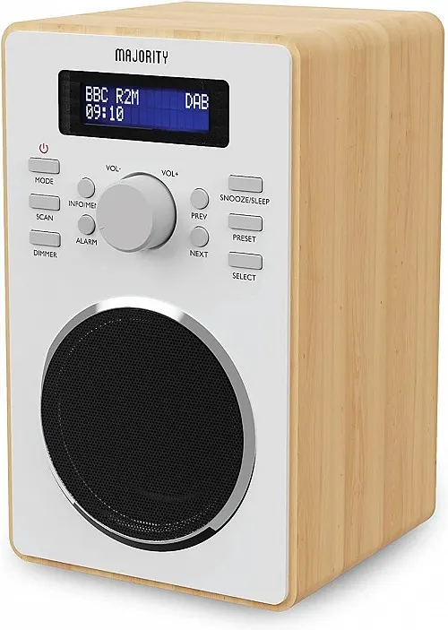 Majority Radio BARTON Digital FM,LED Display,Dual Alarms,Snooze Oak