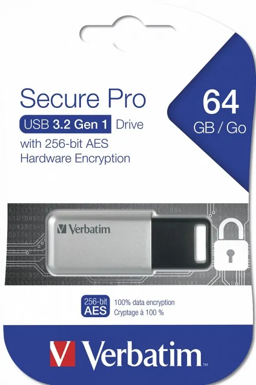 Verbatim USB Drive 3.0 Secure Data Pro AES Encryption 64GB