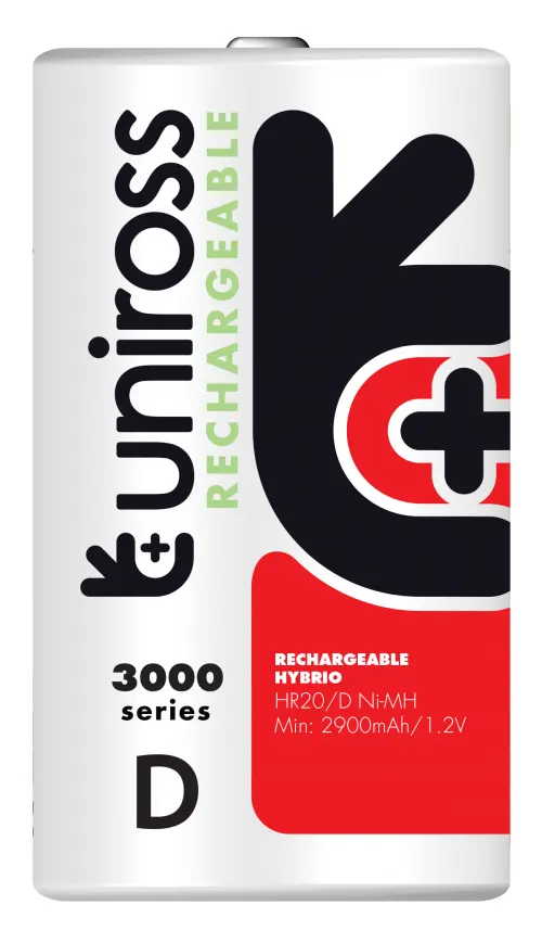 Uniross D 3000 Hybrio Rechargable Batteries 2 Pcs