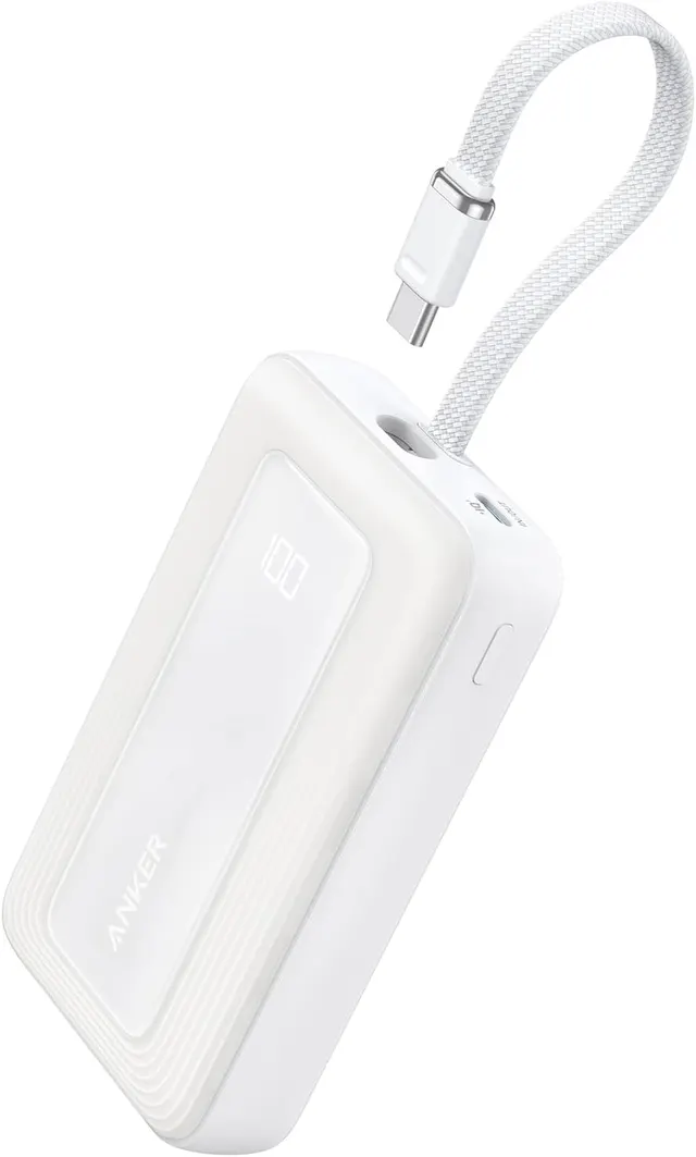 Anker Mobile Powerbank 10000 30W Built-In USB-C Cable White