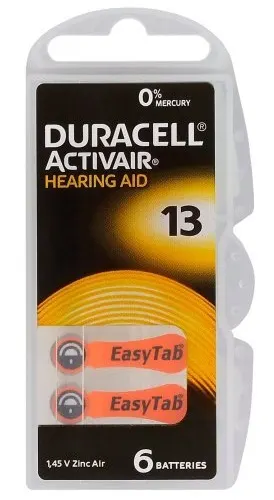 Duracell ActivAir13 PR48 Hearing Aid Batteries 6pcs