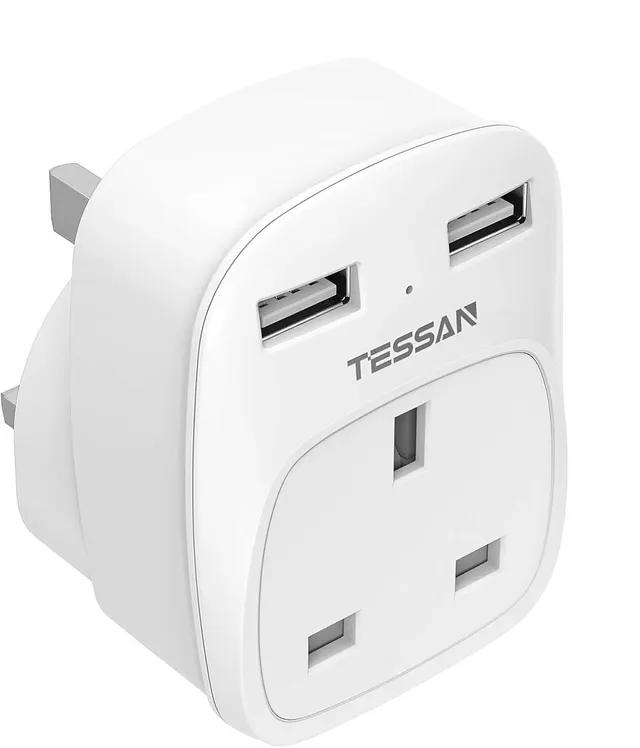 Tessan Gang plug Through UK Charger 2 USB A 13A TS-821-UK