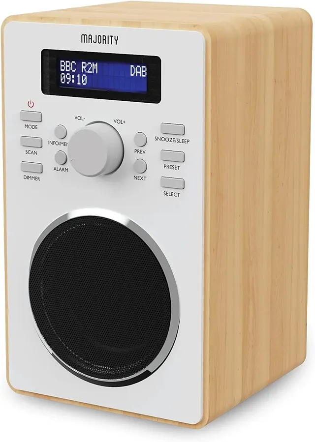 Majority BARTON Radio Digital FM,LED Display,Dual Alarms,Snooze Oak