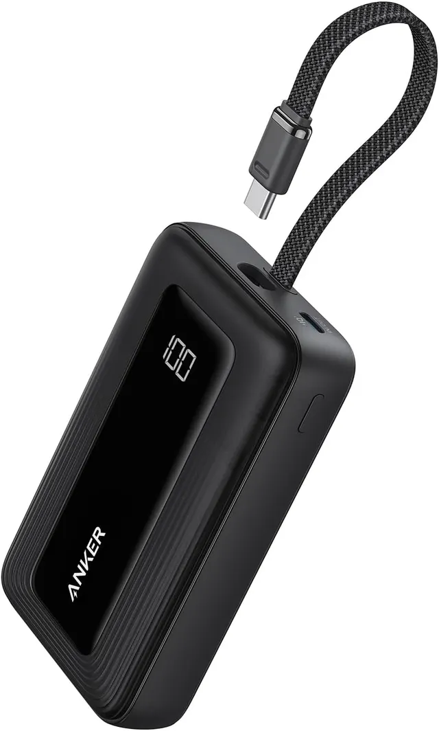 Anker Mobile Powerbank 10000 30W Built-In USB-C Cable Black