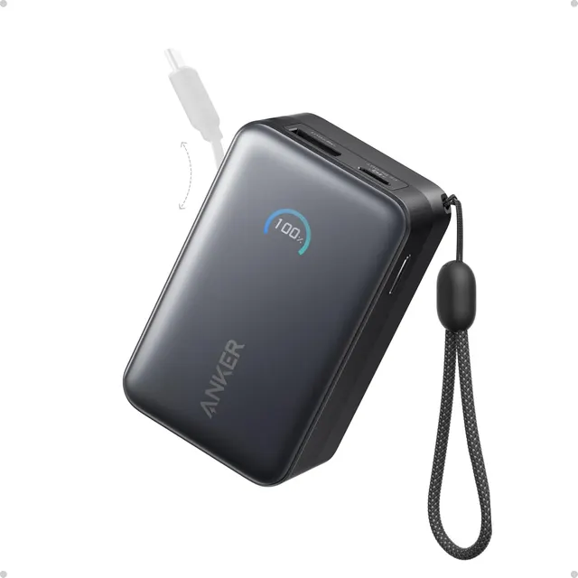 Anker Mobile Powerbank 10000 45W Built-In USB-C Cable Black