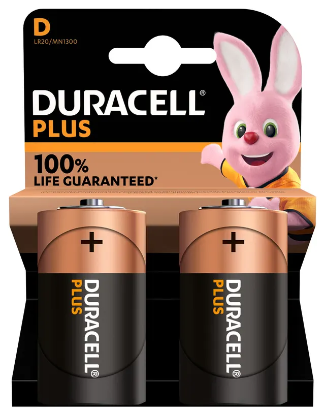 Duracell Alkaline D Plus Batteries 2pcs