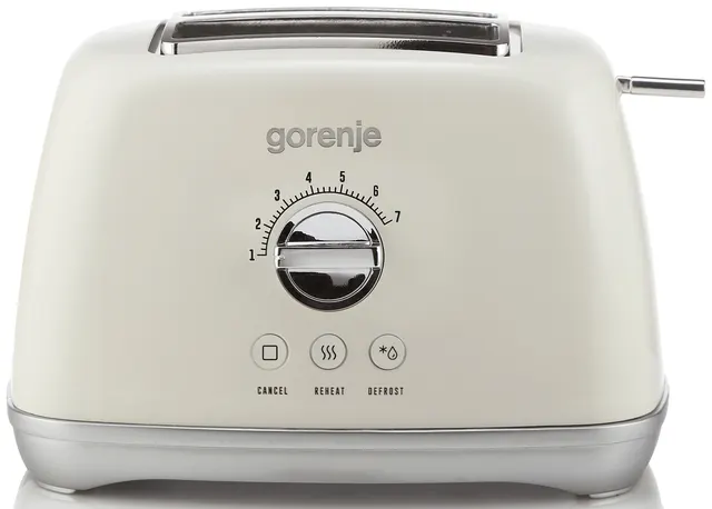 Gorenje Kitchen Toaster 1000W 2 Slots 7 Heating Levels T900RL Retro Ivory