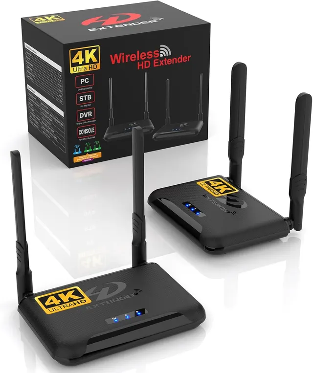 4K Wireless HDMI Transmitter and Receiver Kit 250m | Ultra HD Video Extender with IR Control