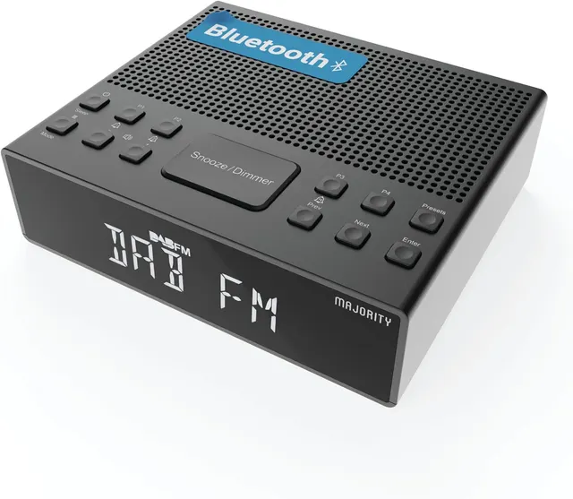Majority KNAPWELL Radio Bedside Clock Dual Alarm FM,BT,USB Charging