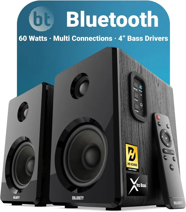 Majority D40 Active Speakers 60W 2.0 USB/SD (pair) - UK Plug