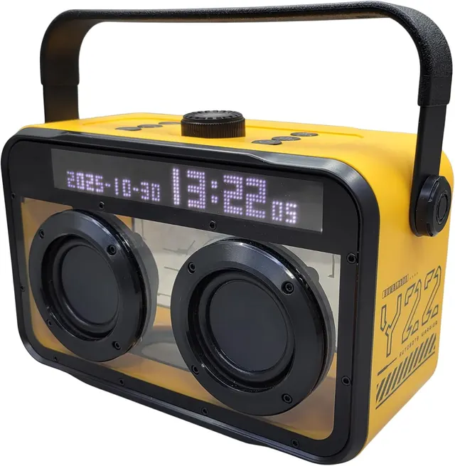 Transformers Portable BT Speaker 15W, Party Speaker with 2 Wireless Microphones, Bluetooth 5.4, LED Display, Voice Changer, USB/TF, Y22 Yellow