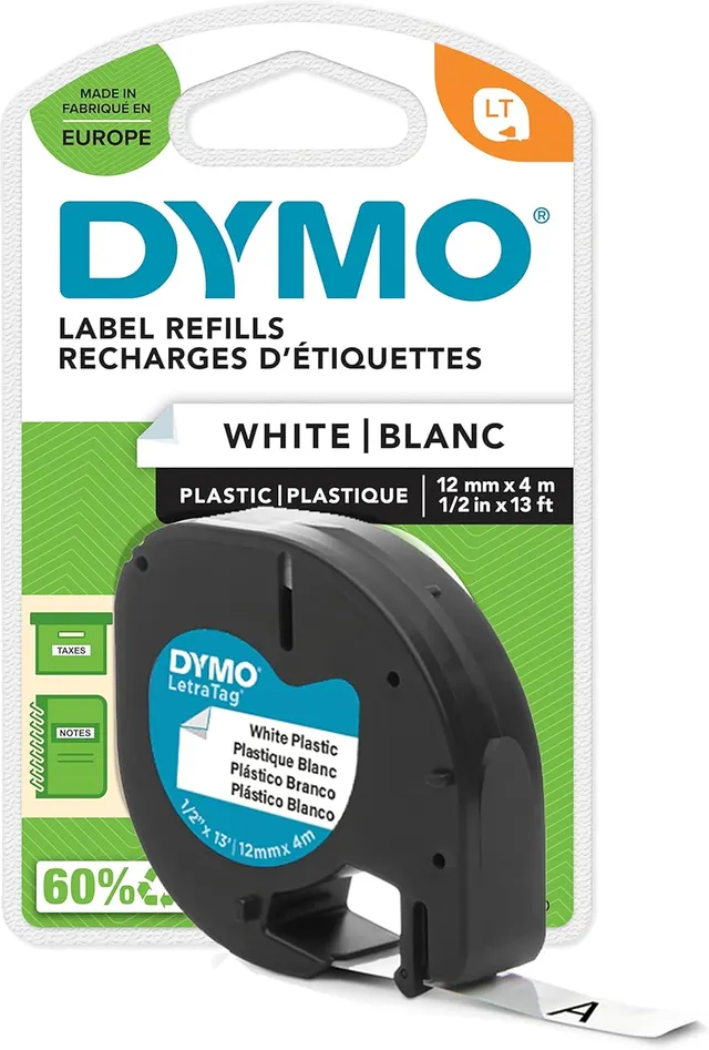 Dymo Tape LT White 12mm x 4m
