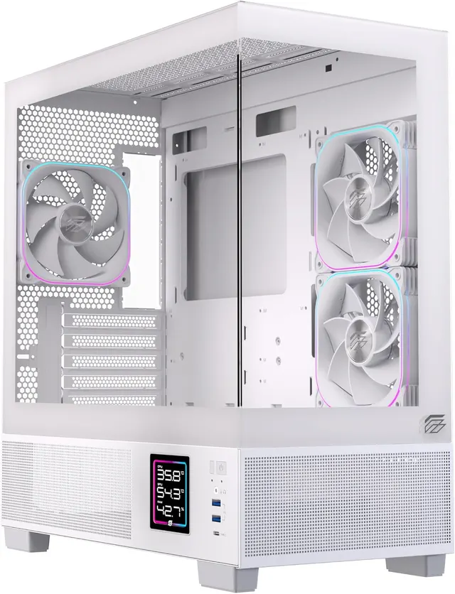Einarex PC Case mATX SM501D RGB 3x Pre-Installed Fans , Display, White
