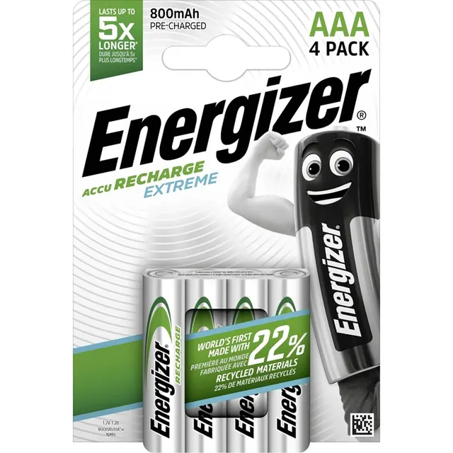 Energizer Extreme Series Rechargeable AAA Batteries 800mAh (4pcs)