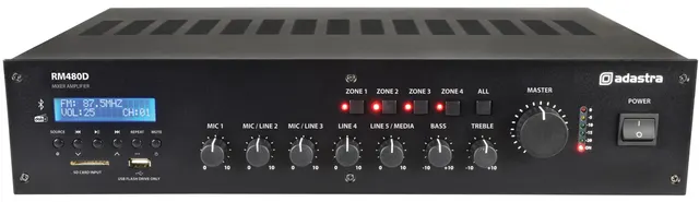 Adastra PA 100V Amplifier RM480D 480W FM/DAB/USB/BT/4Z 953.227UK