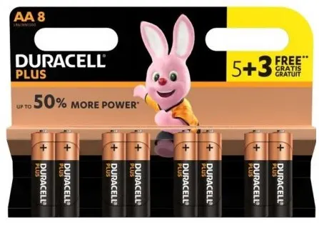 Duracell Alkaline AA 8pcs Batteries (5+3)