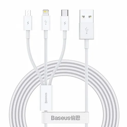 Baseus Cable Superior Series 3-in-1 1.5m White