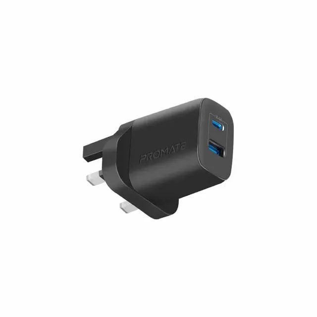 BIPLUG-2.UK-BK CHARGER 17W DUAL PORT HI-SPEED BLACK PROMATE