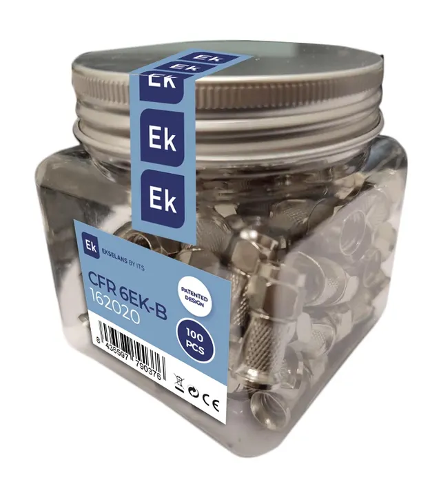 EK CFR6EK-B F-Connector w/wings 6-7mm 100pcs Bottle