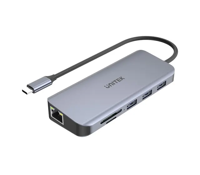 Unitek D1026B USB-C Hub with Dual Display HDMI-VGA, Lan & PD