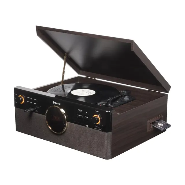 Denver AUDIO HiFi System with Turntable, CD, Cassette, FM & USB MRD-180DW Dark Wood