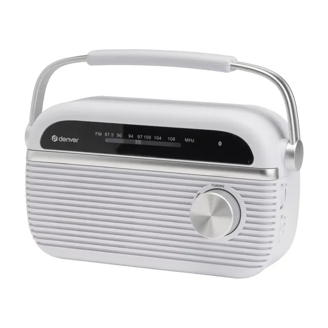 Denver AUDIO Radio Portable with FM & Bluetooth TRB-67W (Works with Mains or 2xD Batteries)