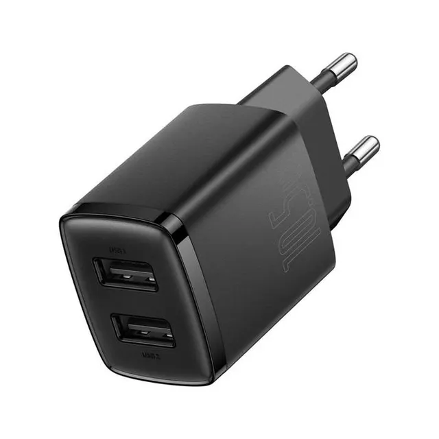 Baseus Charger Wall 10.5W 2xUSB-A EU Black