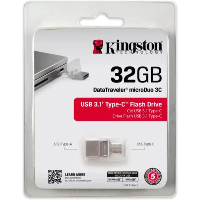 Kingston 32GB DT MicroDuo 3C USB3.1 + TypeC