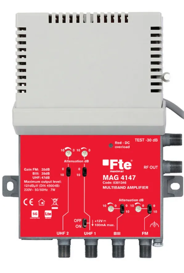 FTE MAG4147 Multiband Amplifier 2xUHF/VHF/FM 47/121dB