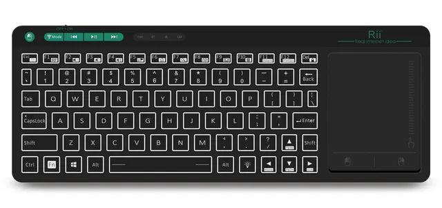 Rii Mini Keyboard Wireless 2.4GHz & Bluetooth with Large Touchpad & Media Keys RGB K18S
