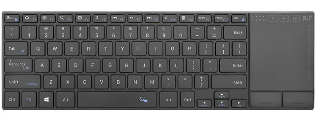 Rii Mini Keyboard Wireless 2.4GHz & Bluetooth with Large Touchpad & Media Keys Stainless Steel K22BT