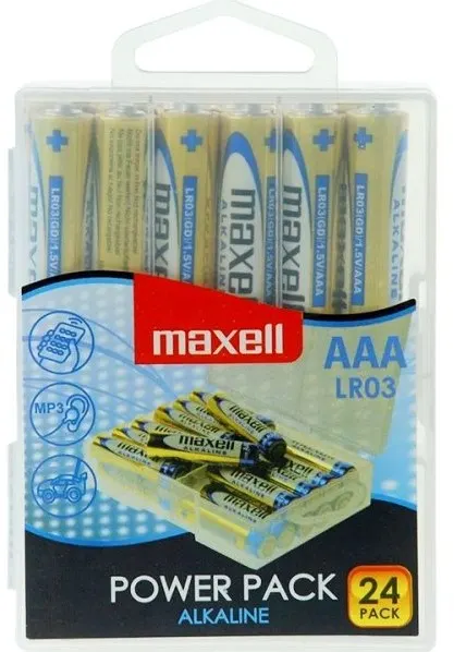 MAXELL BATTERIES AAA LR03, 24PCS POWER PACK, ALKALINE