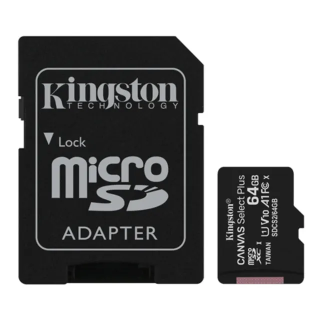 Memory card 64GB microSDXC + SD adaptor KINGSTON Canvas SDCS2/64GB