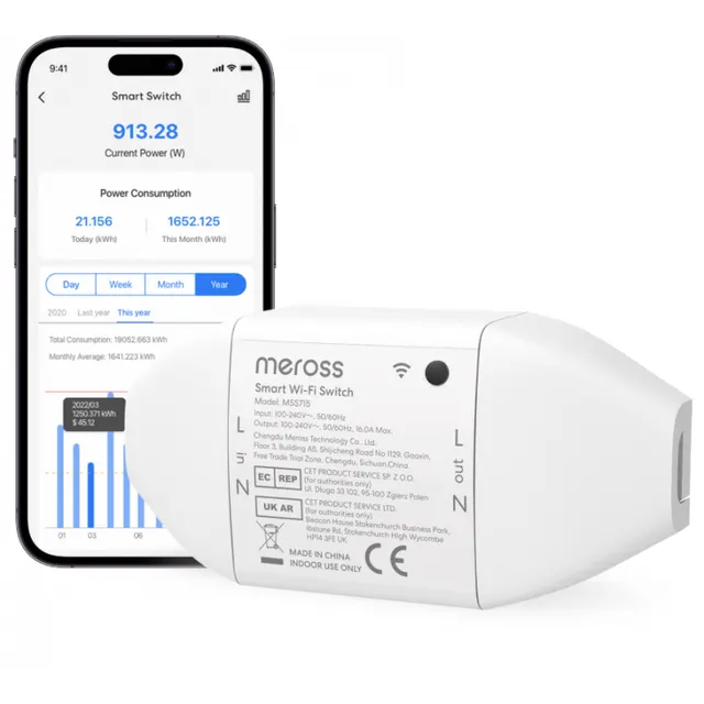 Meross Homekit Smart Wi-Fi Switch 16A (Matter) MSS715MA-UN