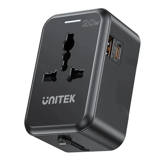 Unitek P1120A Universal Travel Charger 20W USBC+USBA Black