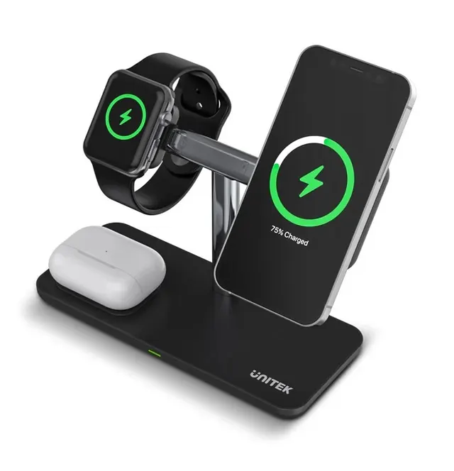 Unitek MagMighty TRI 3in1 Magnetic Wireless Charger Dividable Stand for iPhone-Watch-Airpods P1212A