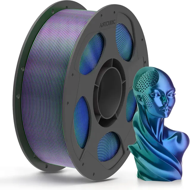 Anycubic PLA SILK-TRI-COLOR Filament Blue Green Purple 1Kg