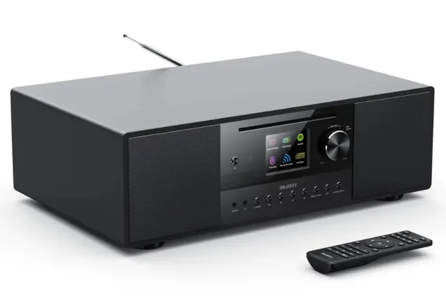 Majority QUADRIGA 2.1 Mini HiFi 120W CD-BT-USB-FM Internet-Radio 6'' Subwoofer Black