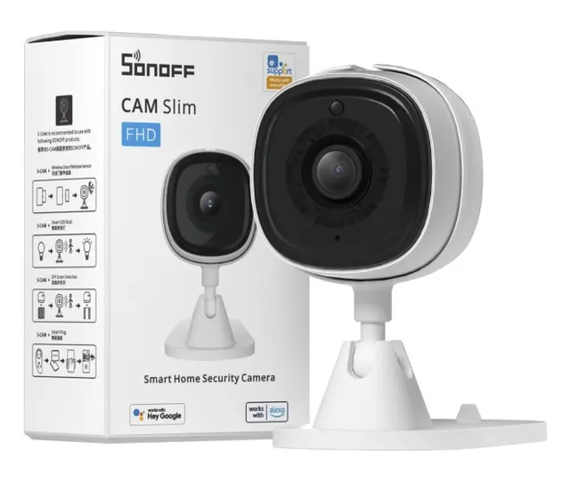 Sonoff Smart WiFi IP Security Camera CAM-Slim (includes 4 ways for mounting magnetic, stick, tripod and screw-in)