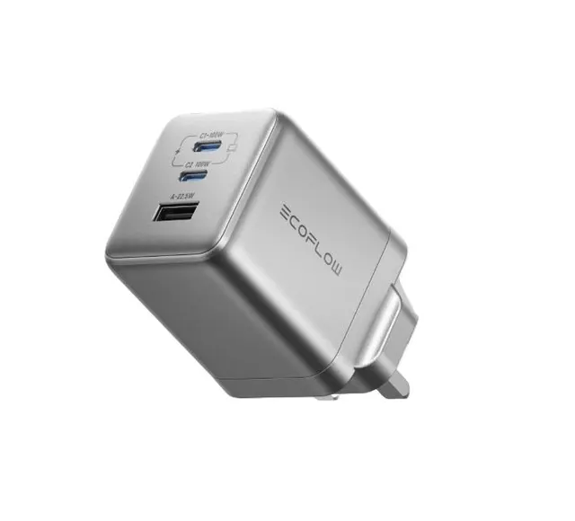 EcoFlow Charge Wall RAPID Pro 100W 3 Ports GaN UK Silver