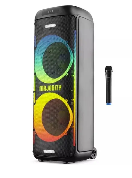 Majority Speakers Portable Karaoke PULSE P5 600W Wireless Mic BT/USB/RGB UK