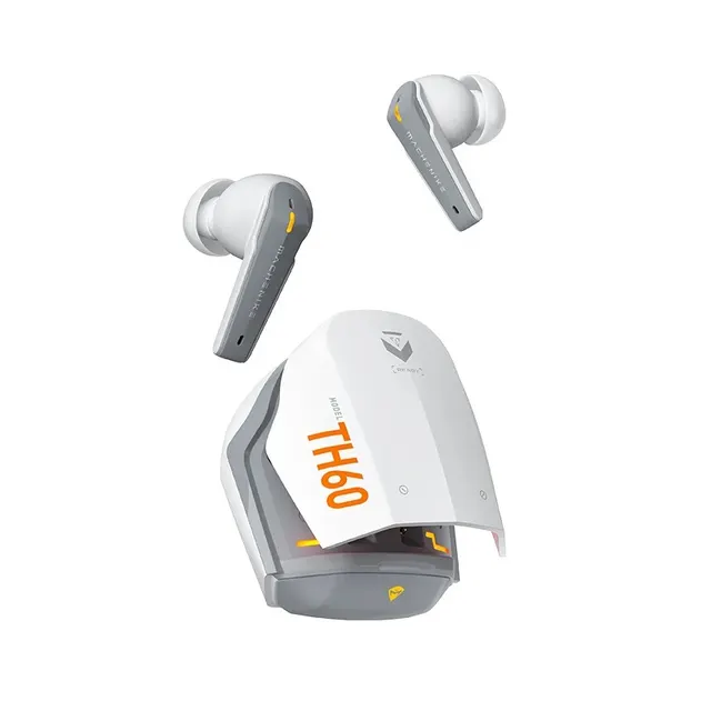 Machenike TWS Earphones TH60 , Ultra-Low Latency, Active Noise Cancelling Mic, 36-Hour Battery Life, IPX5 , VR, Switch, Pc, Phone, White